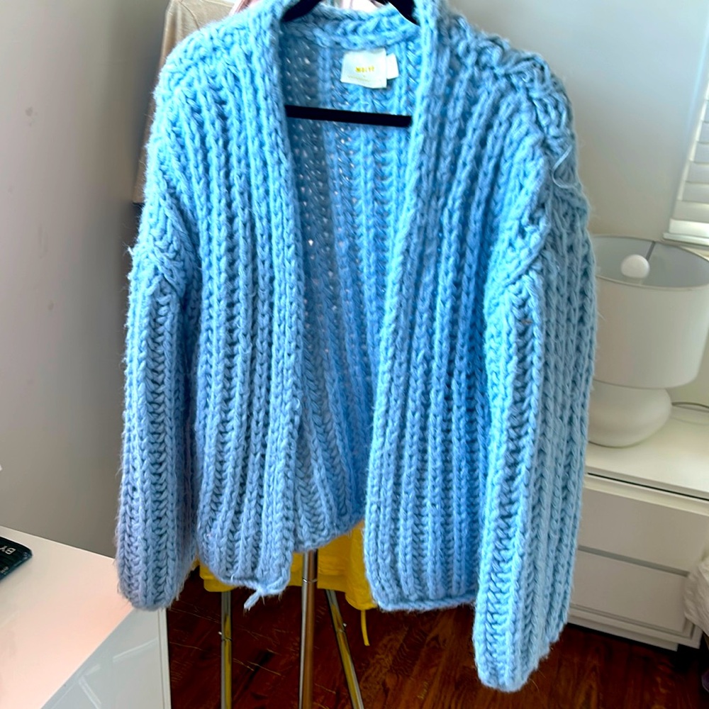 chonky blue sweater